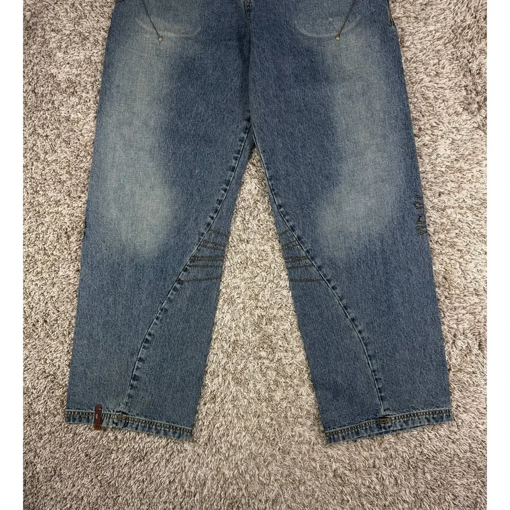 Vintage Rocawear Y2K Baggy Jeans Hip Hop Panel Seam Patched Faded Denim Size 36
